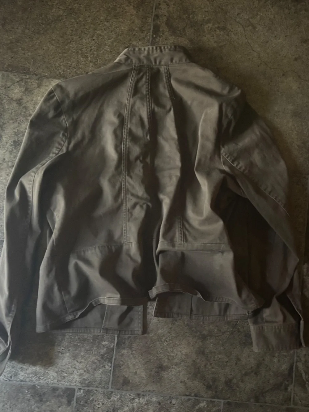 Brown button down lightweight jacket military cute layering aesthetic grunge